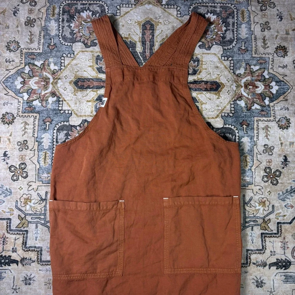 Hedley & Bennett Crossback Apron Rust Orange Cotton Linen Blend Pockets Kitchen